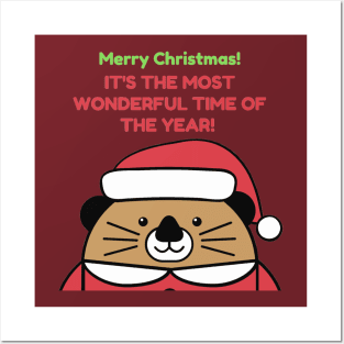 Merry Christmas Santa Bear Posters and Art